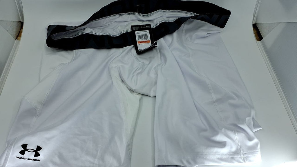 Under Armour Men's HeatGear Pocket Long Shorts, White (100)/Black, 3X-Large