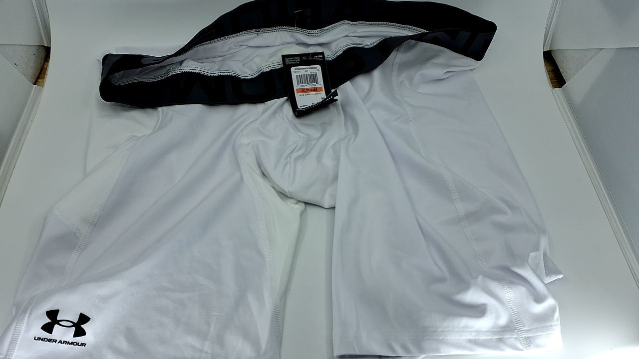 Under Armour Men's HeatGear Pocket Long Shorts, White (100)/Black, 3X-Large
