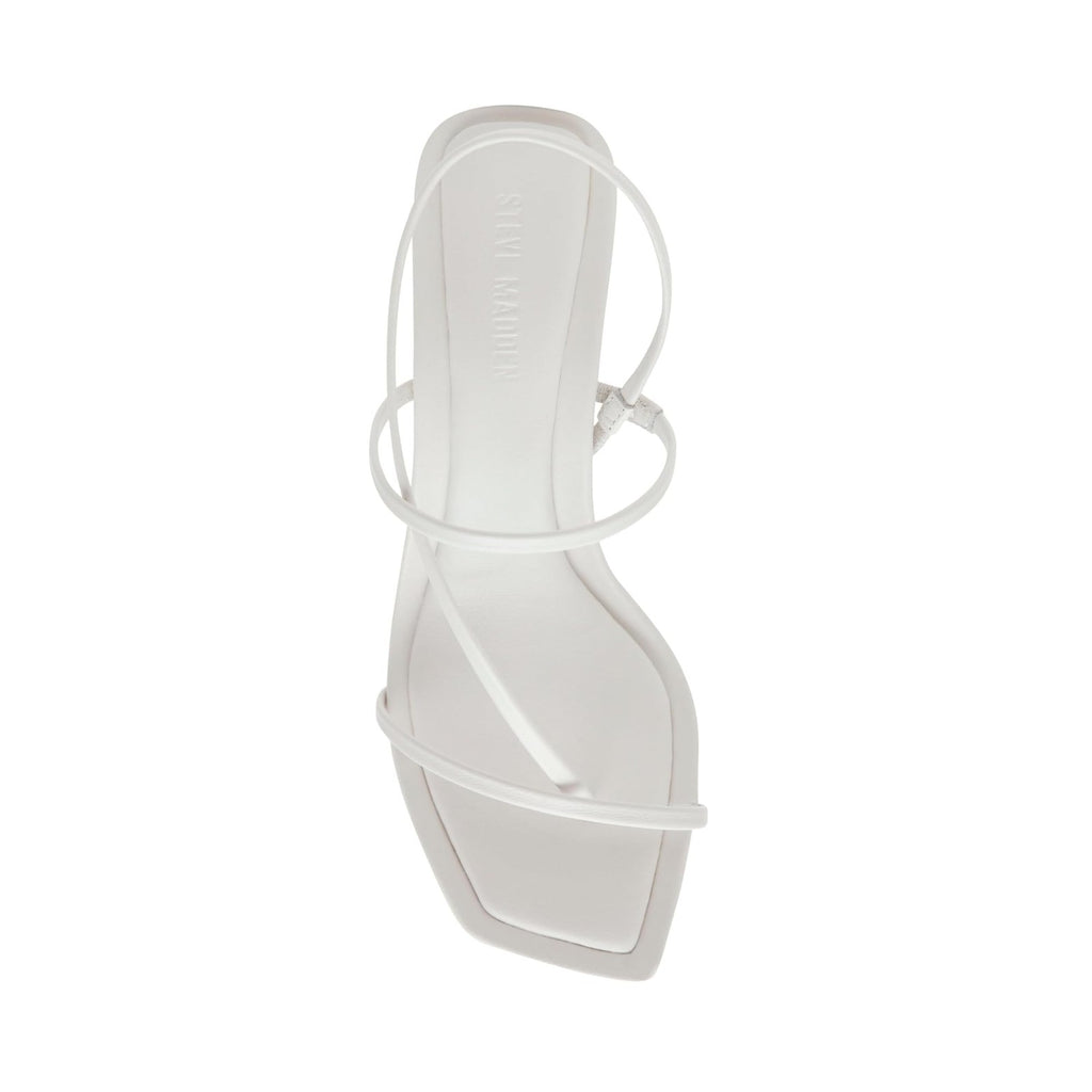 Steve Madden Women's Locke Heeled Sandal, White Leather, 8.5