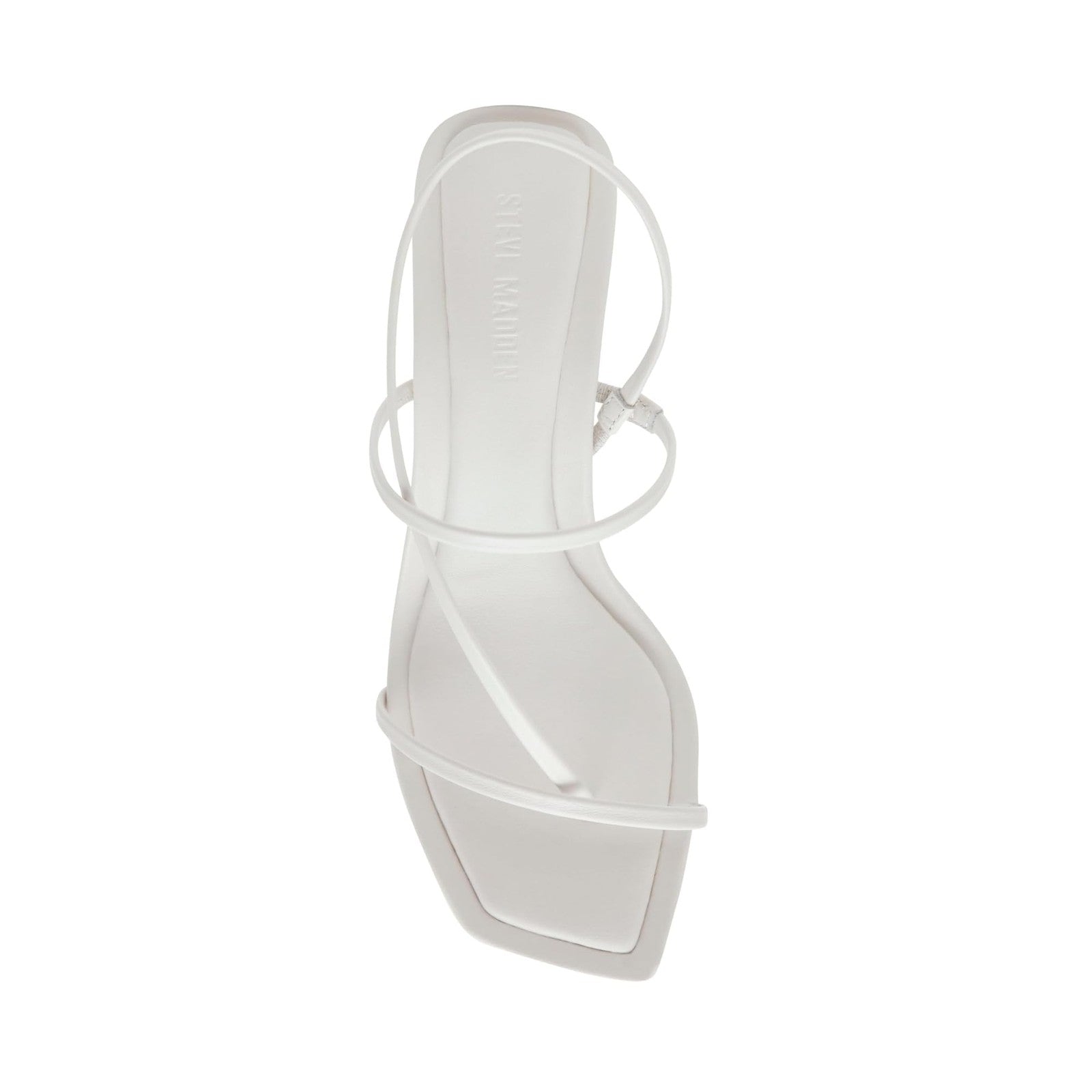 Steve Madden Women's Locke Heeled Sandal, White Leather, 8.5