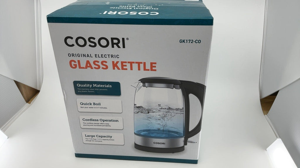 Borosilicate Glass Electric Kettle, 1.7L, Black, 1500W, Auto Shut Off