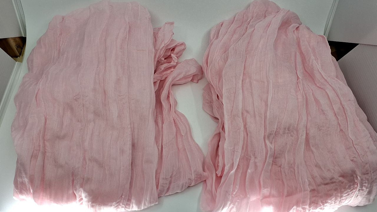 Boho Pink Cheesecloth Table Runner 10ft - 8 Pcs for Centerpieces