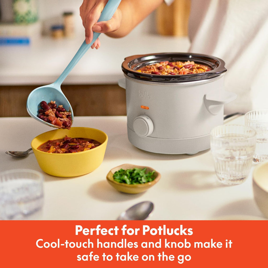 Oatmilk 1.5Qt Slow Cooker by Bella, Ceramic Nonstick, Cool Touch Handles