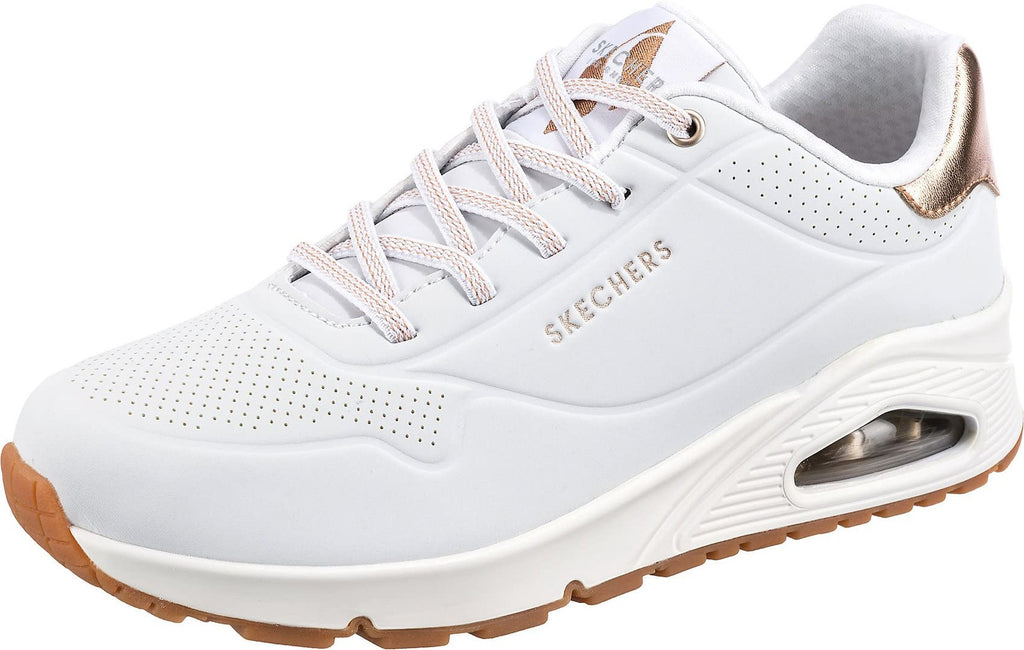 Skechers Women's Uno-Shimmer Away Wedge Slip-On Fashion Sneakers, White, 8.5