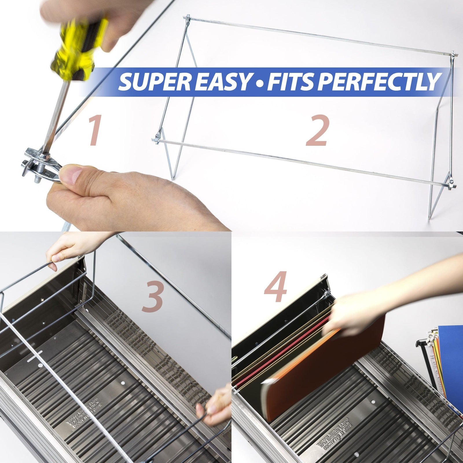 Adjustable Hanging File Frame, Letter Size, 14-18 In, Pack of 2, Silver