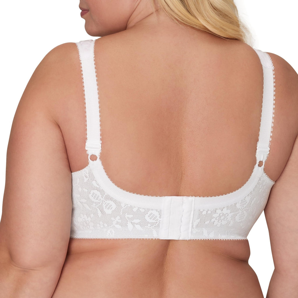 Playtex 18 Hour Bra, Wireless, 44D, White, Floral Print, Full Coverage