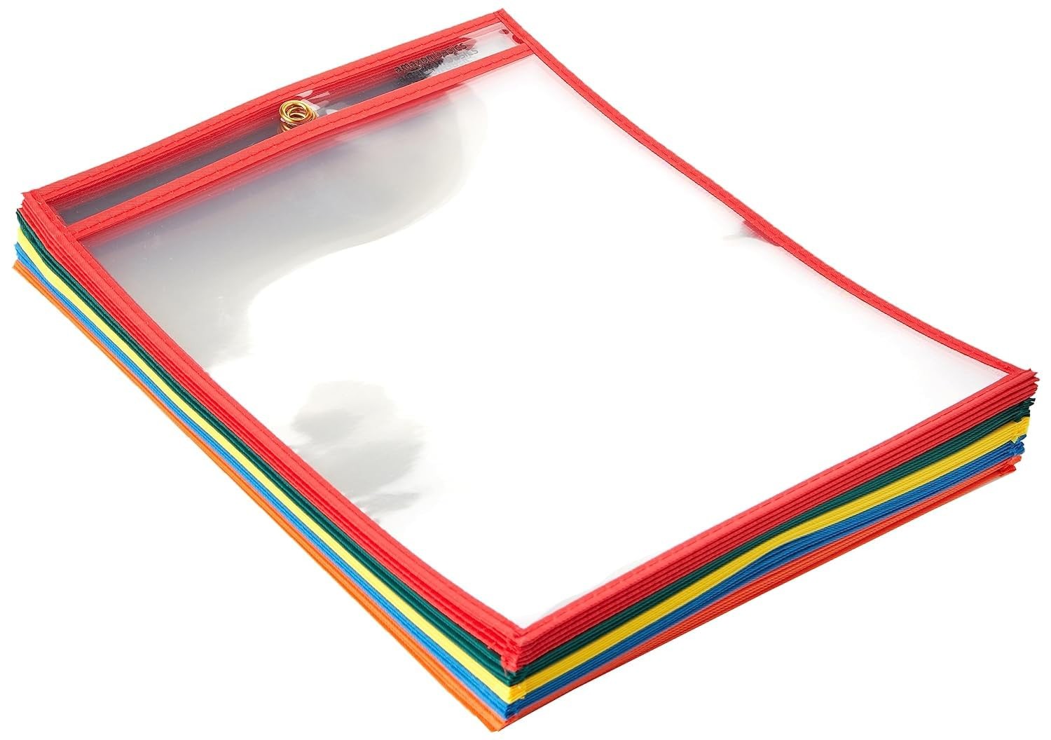 Dry Erase Ticket Holder Pockets 8.5X11, 25-Pack, Multicolored Edges