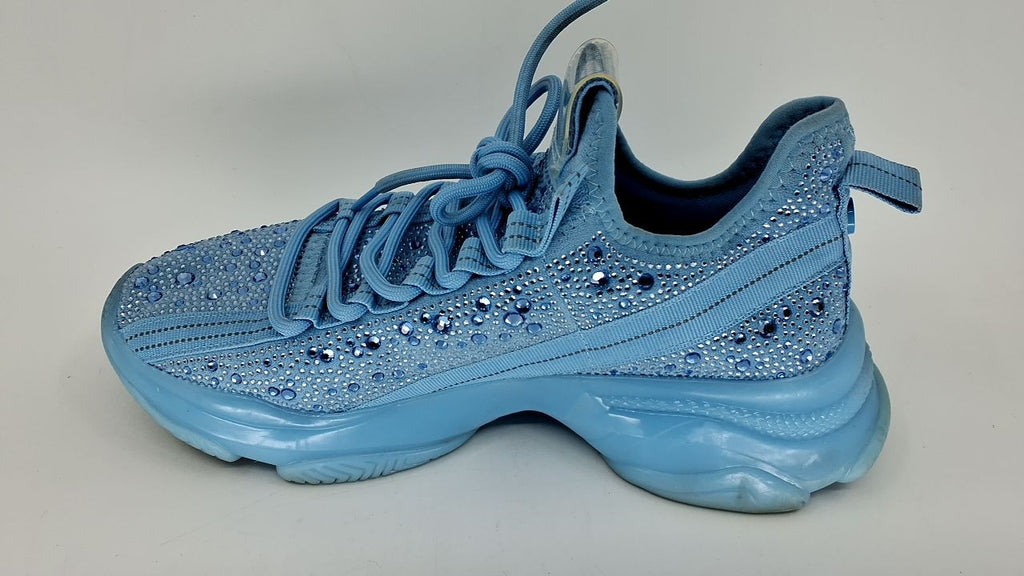 Steve Madden Women's Maxima Sneaker, Blue Rhinestone, 9.5