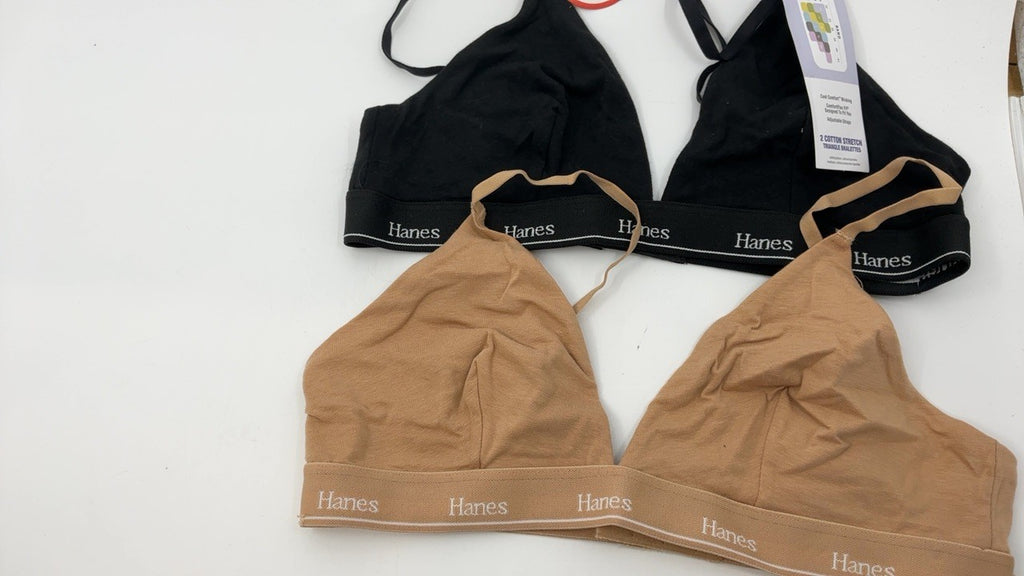 Hanes Originals Womens Bralette Pack, Cotton Blend, Medium, Black/Deep Glow