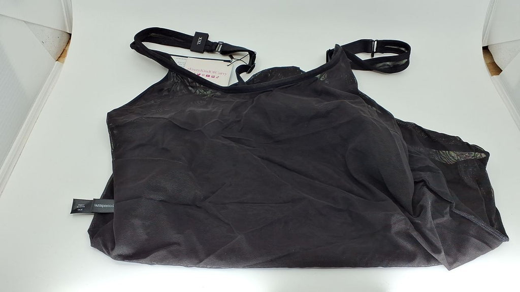 Curvy Couture Women's Plus Size Sheer Mesh Bodysuit Black Hue XXL