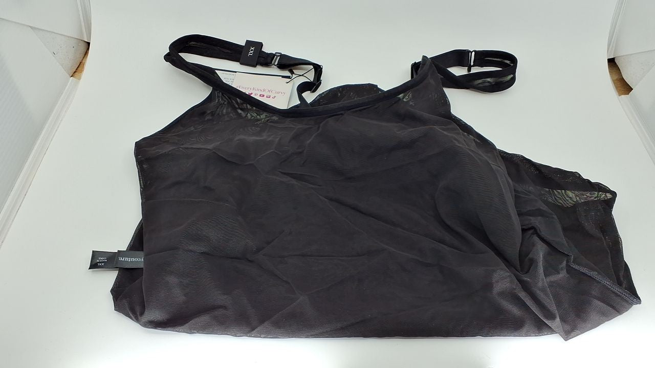 Curvy Couture Women's Plus Size Sheer Mesh Bodysuit Black Hue XXL