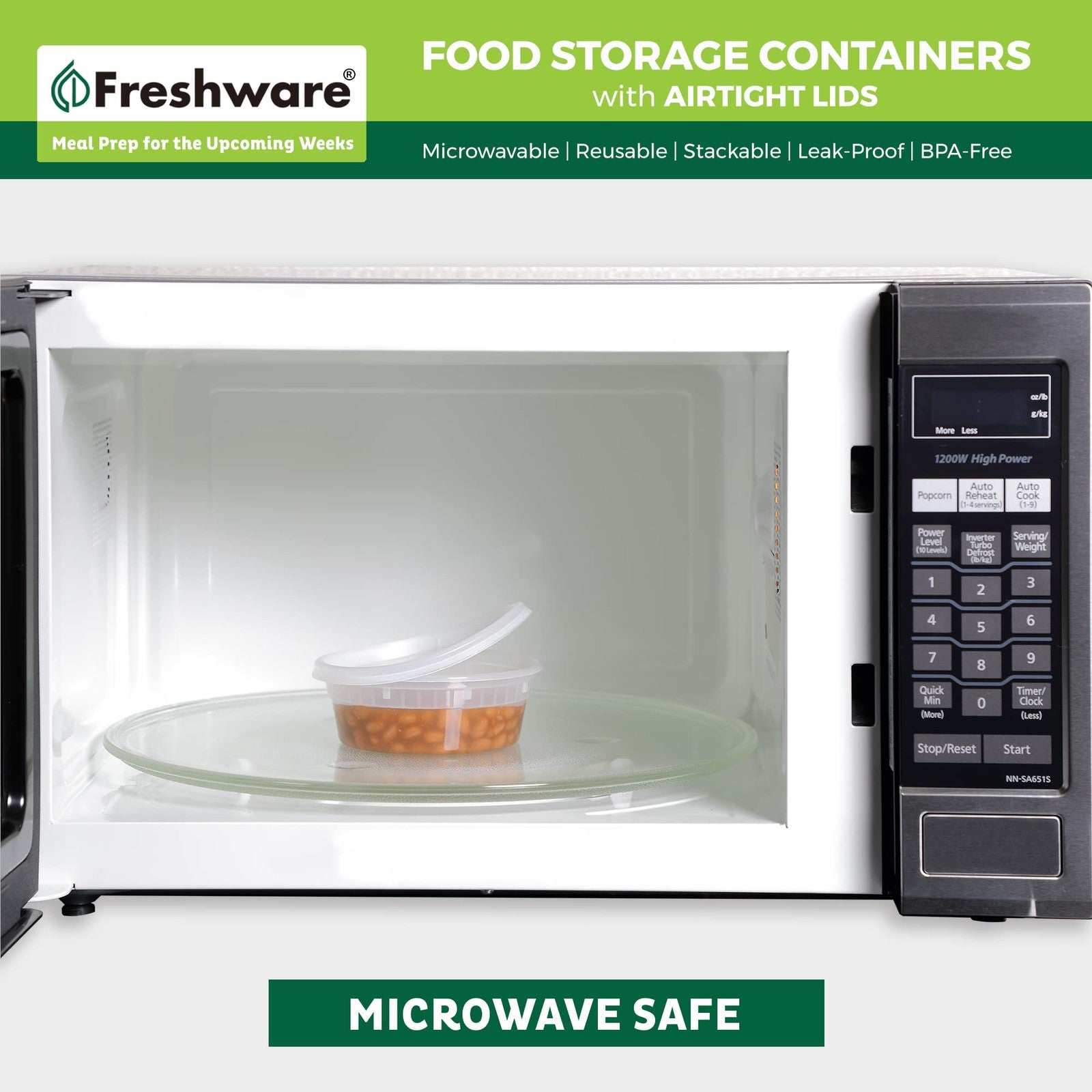 Leakproof 8 oz Food Storage Containers - 50 Set, Stackable & BPA Free