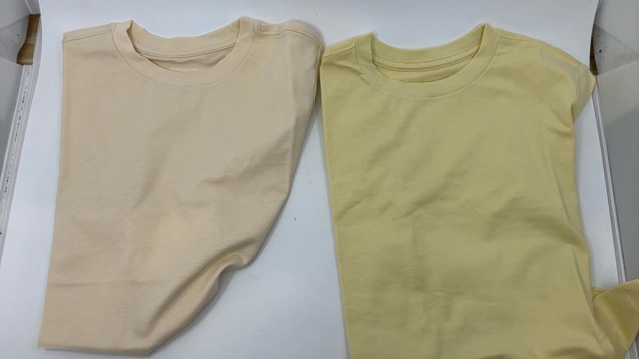 2-Pack Boys' Cotton Tees, Beige/Sage Green/Pastel Yellow, Size Small