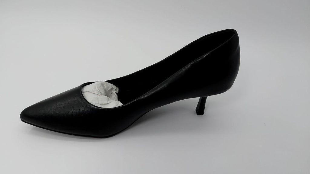 Women’s Black PU Kitten Heels 2 Inch Closed Toe Pumps Size 9.5
