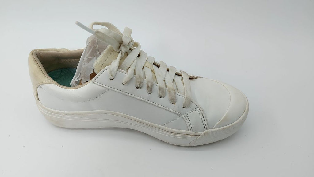 Dr. Scholl's Women's Time Off Platform Sneaker, White Smooth, Size 8