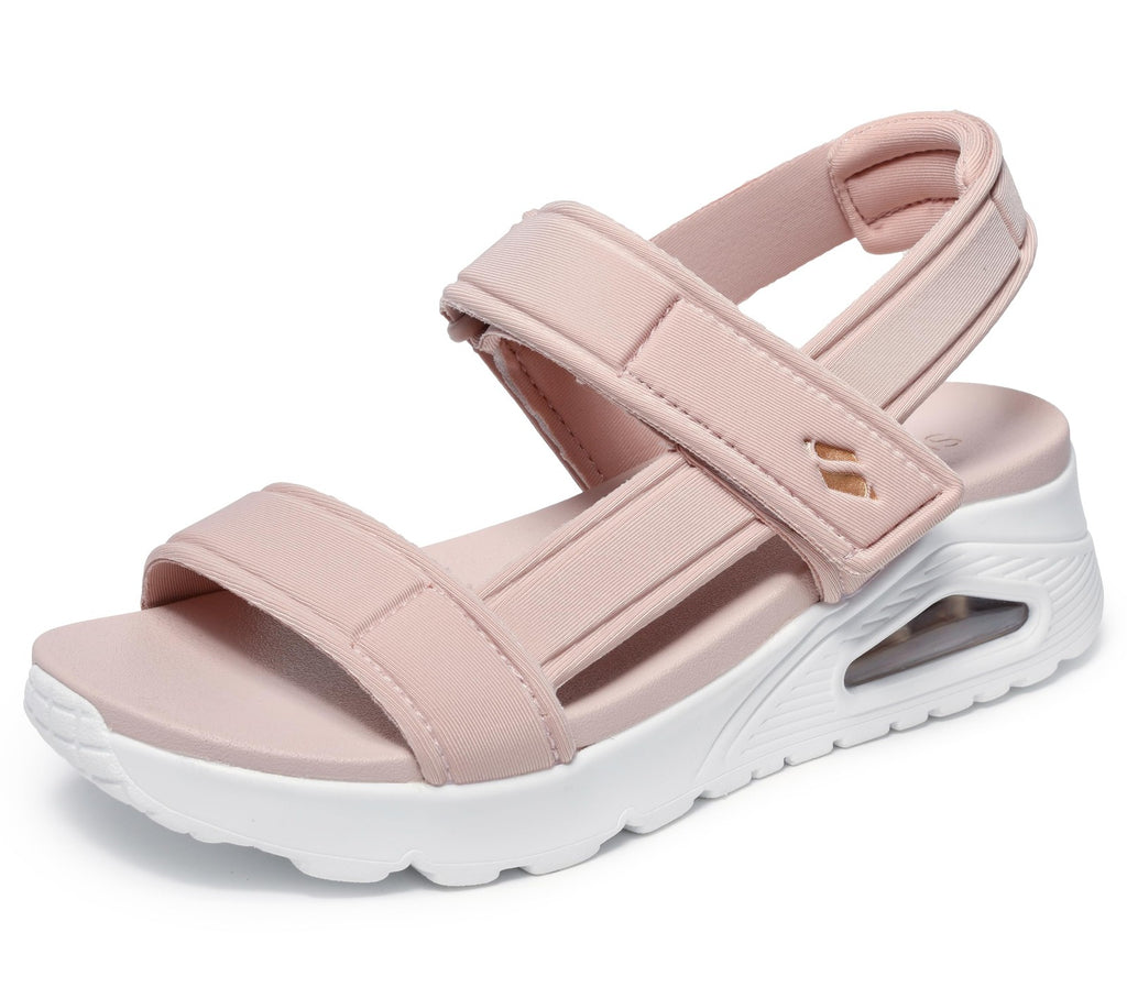 Skechers Women's UNO - SUMMER STAND2 T-strap sandal with Skech-Air, Blush, 8 M