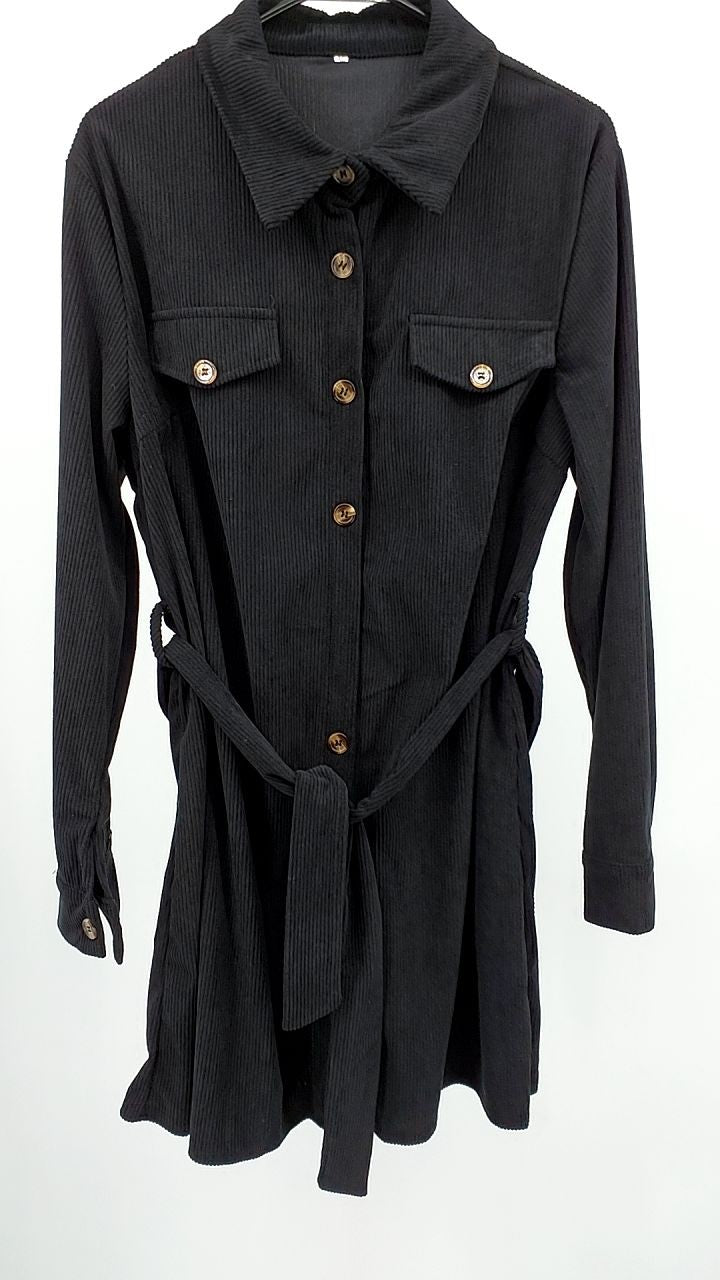 Button-Front Corduroy Shirt Dress