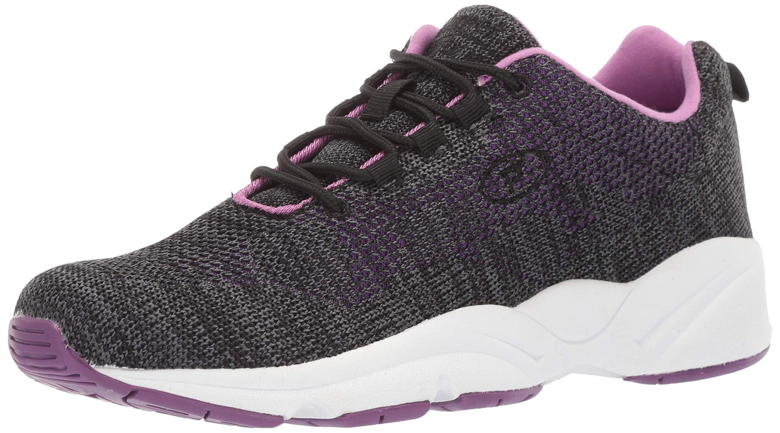 Propét womens Stability Fly Sneaker, Black/Berry, 8 Narrow US