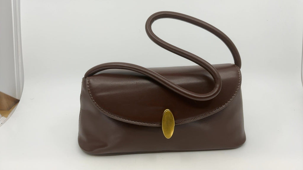 Espresso Retro Tote Handbag Women Small Faux Leather Clutch