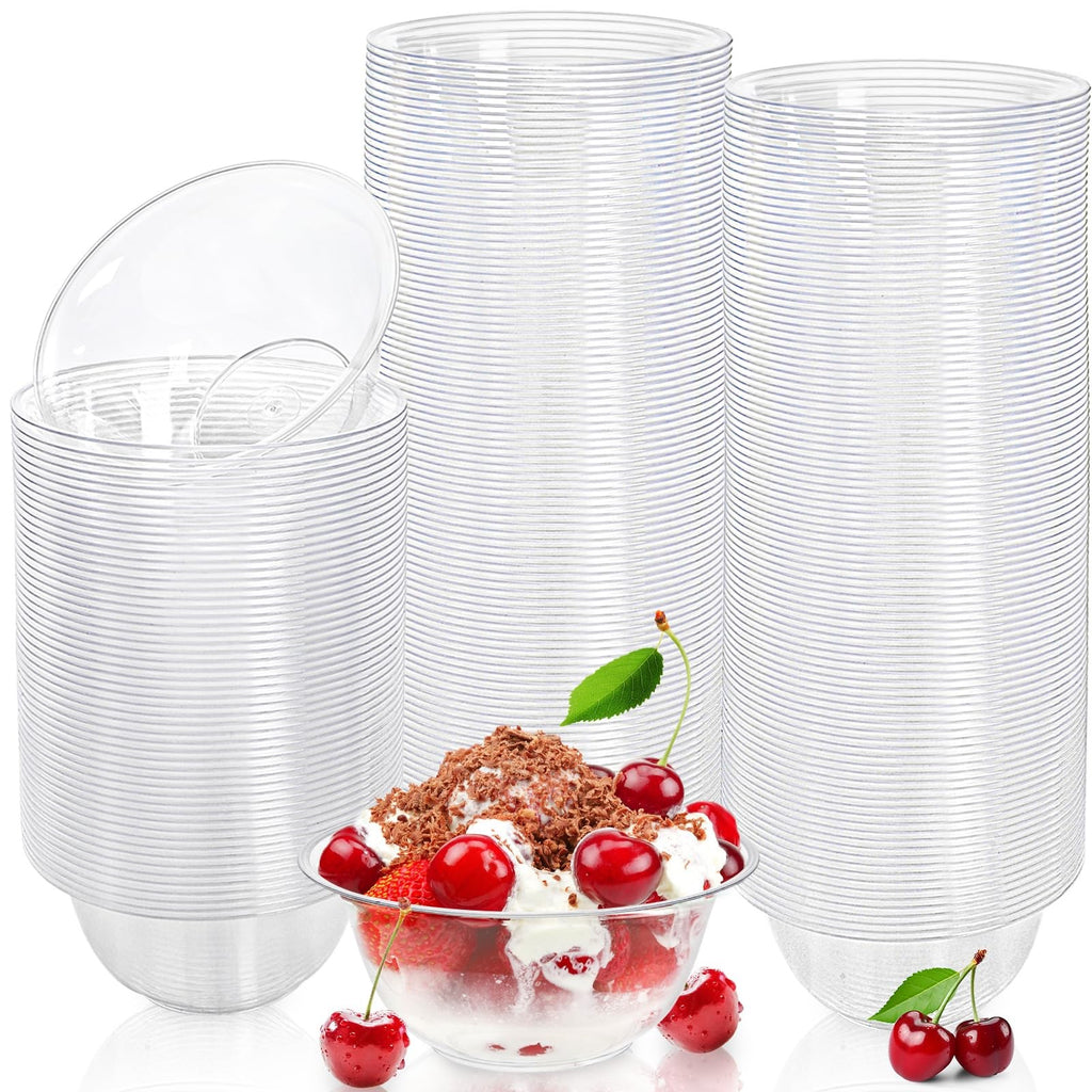 6OZ Clear Plastic Bowls - 200 Count Disposable for Desserts & Salads