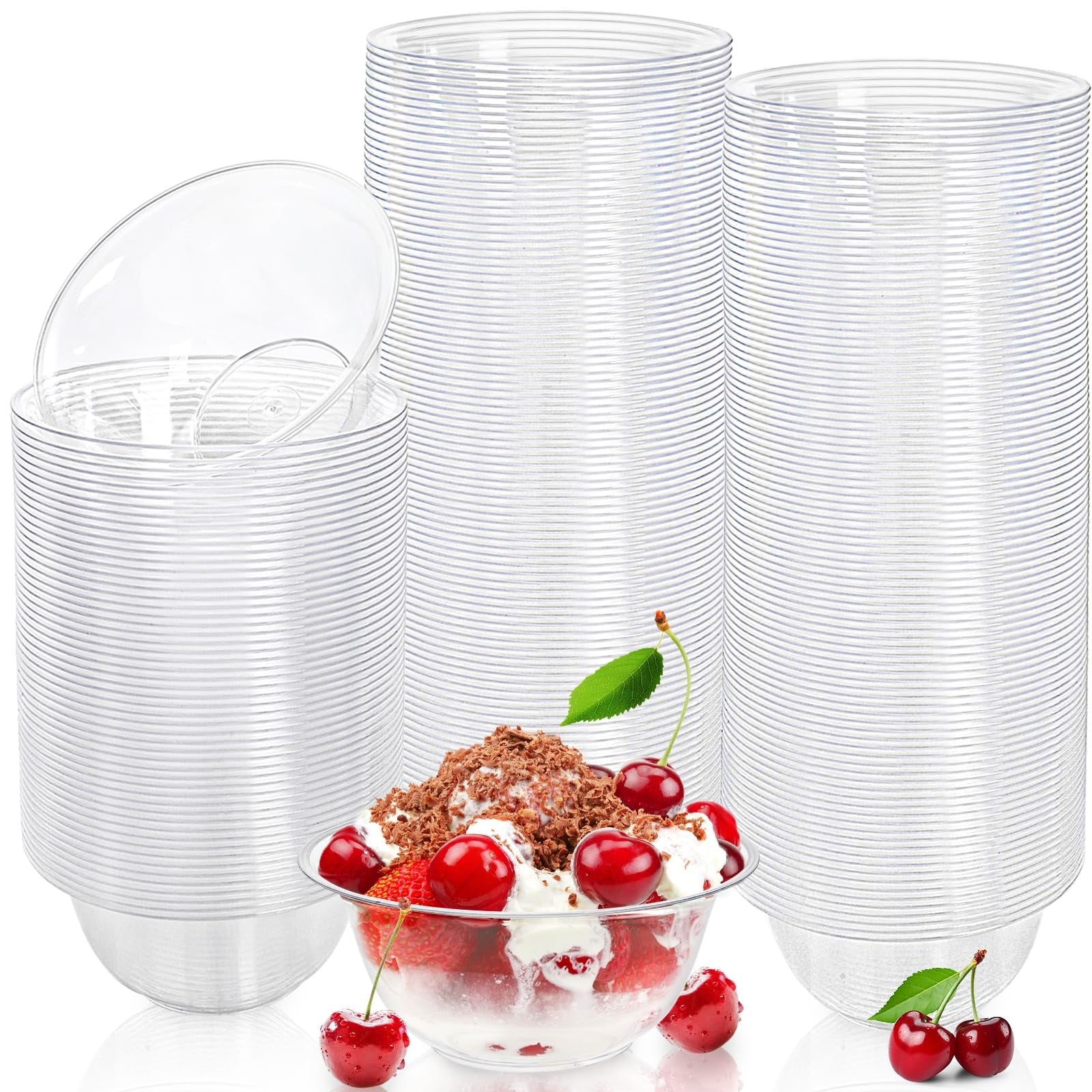 6OZ Clear Plastic Bowls - 200 Count Disposable for Desserts & Salads
