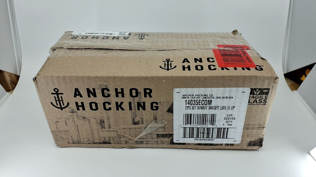 Anchor Hocking 12 Pc Glass Storage Containers w/ Navy Lids