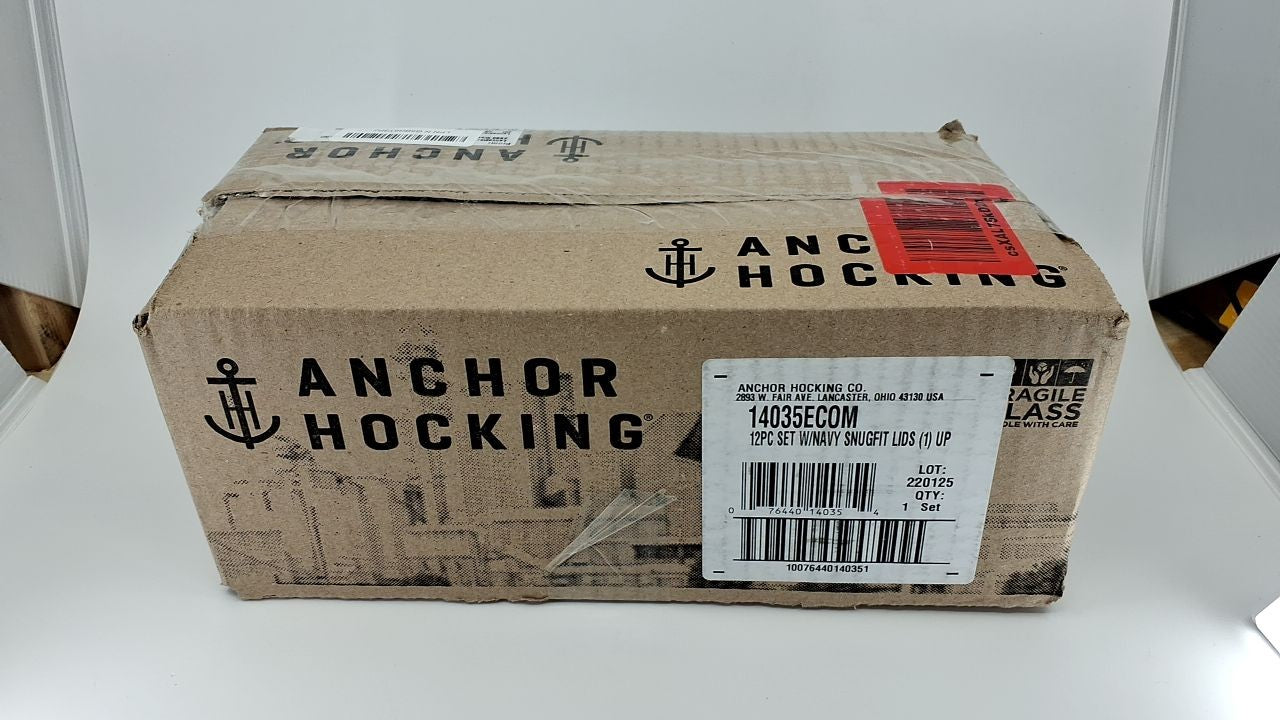 Anchor Hocking 12 Pc Glass Storage Containers w/ Navy Lids