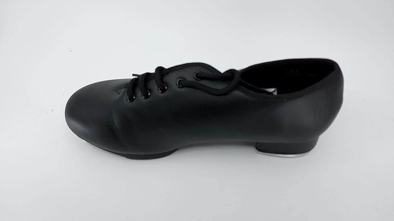 6.5M Black PU Leather Tap Shoes for Women & Men Lace Up Style