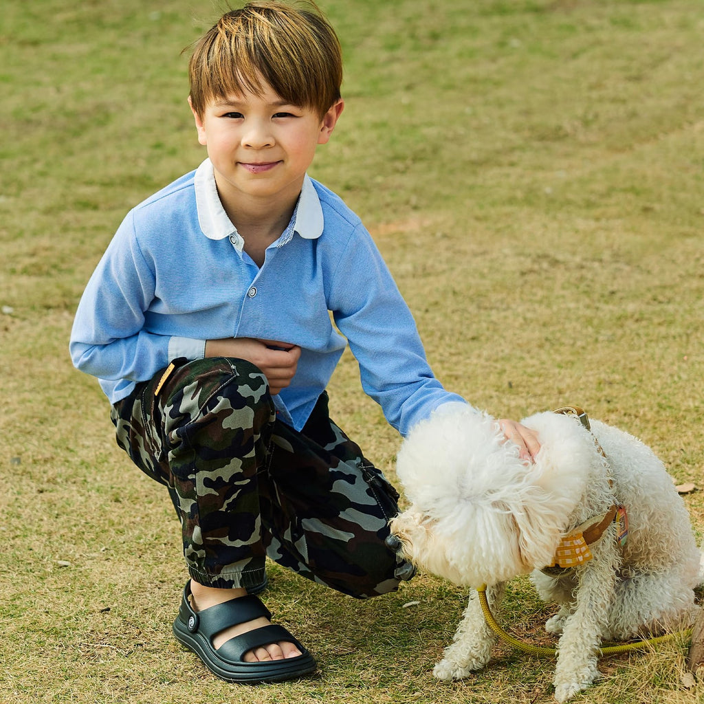 Axcone Kids Comfort Clogs Slippers Boys Girls Slides Shoes, Black-24/25