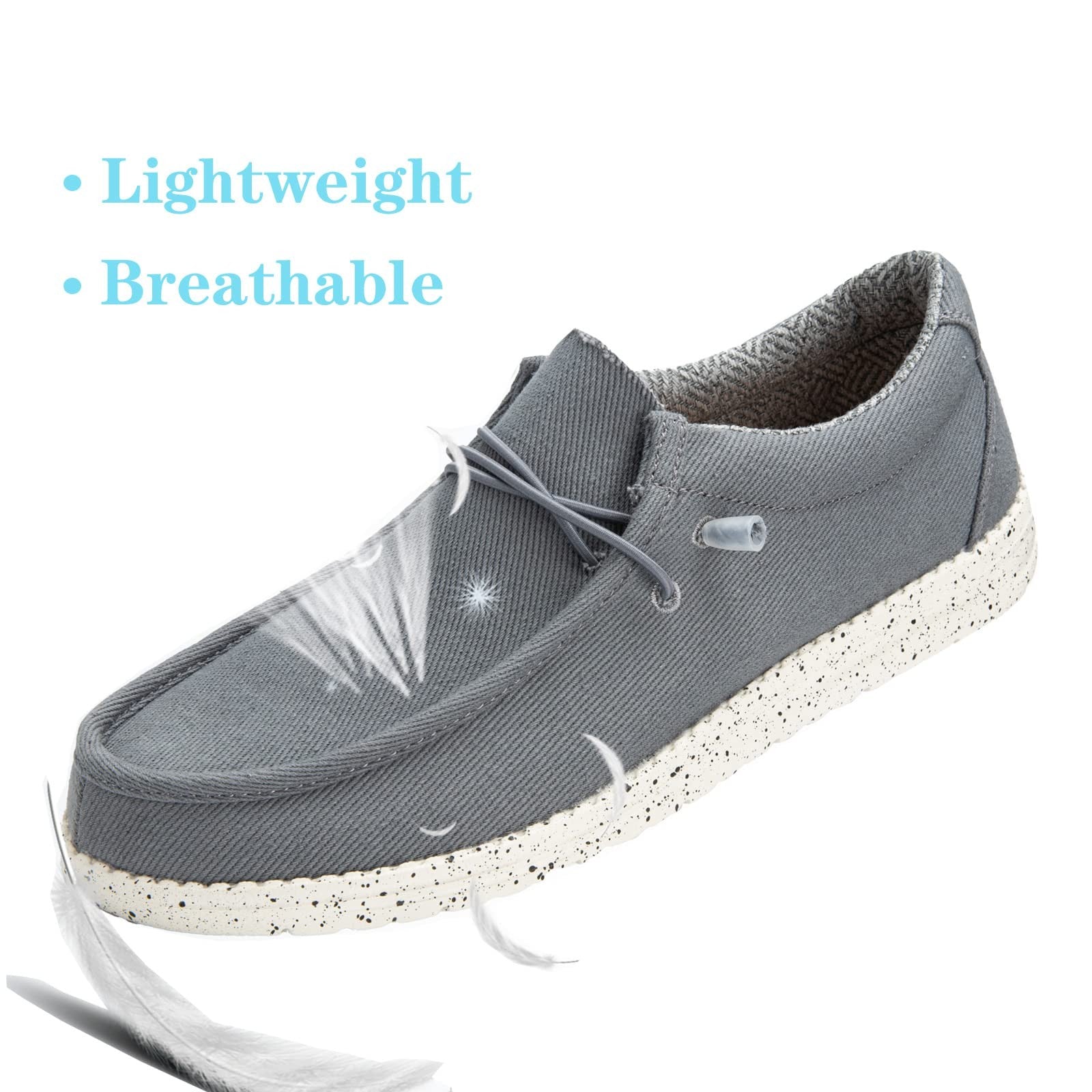 Men's Grey Canvas Slip-On Loafers Lightweight & Breathable Shoes Size 9.5