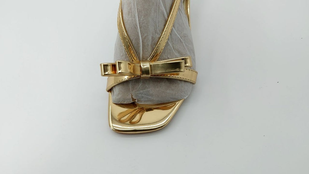 Marc Fisher Women's DANZY Heeled Sandal, Gold Mirror Metallic 710, 5