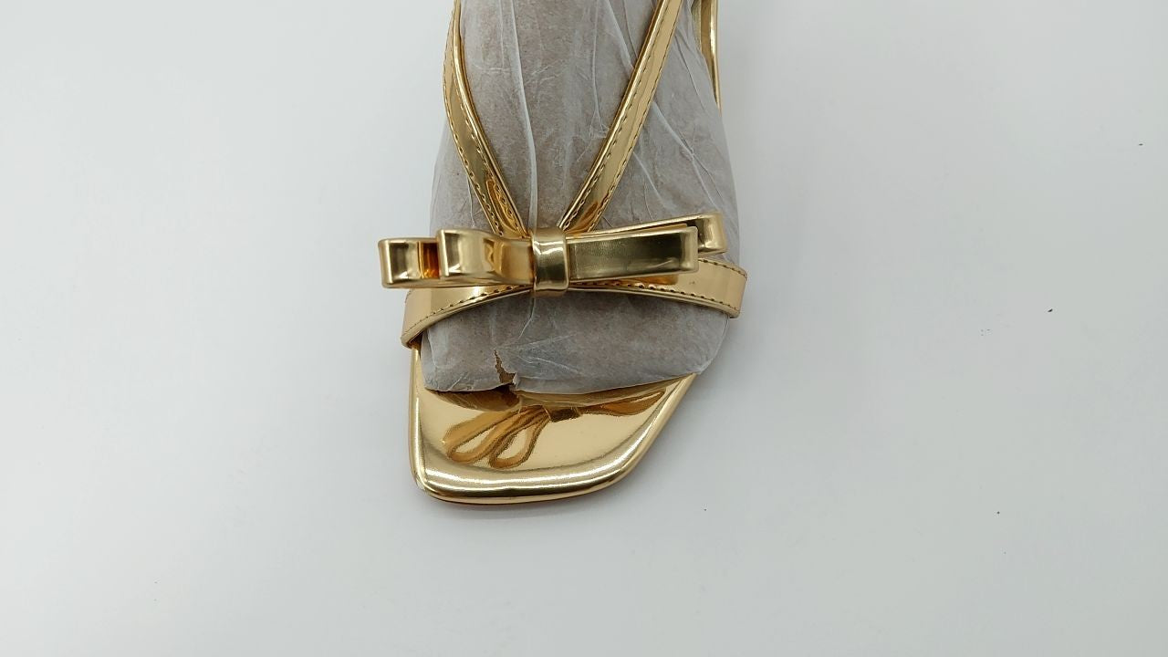 Marc Fisher Women's DANZY Heeled Sandal, Gold Mirror Metallic 710, 5