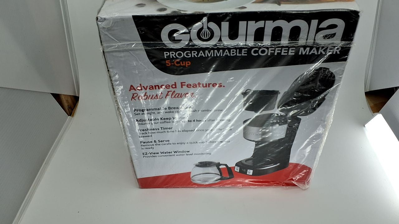 Gourmia 5 Cup Coffee Maker, Programmable, Adjustable Warm, Black