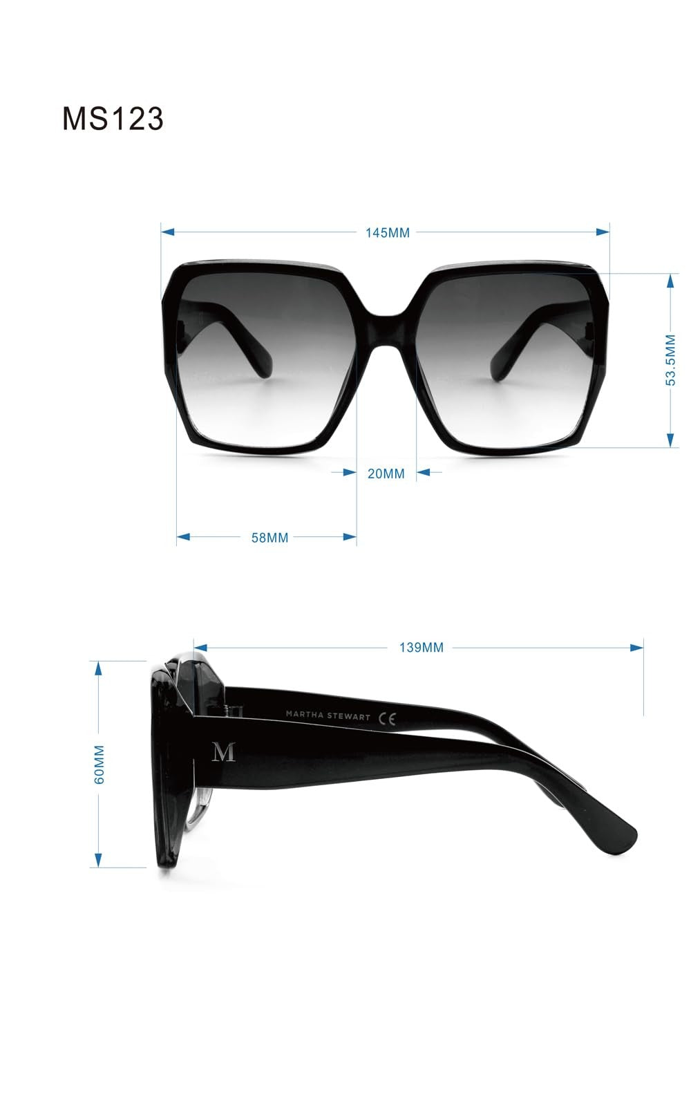 MS123 Brown UV400 Protective Square Sunglasses for Women