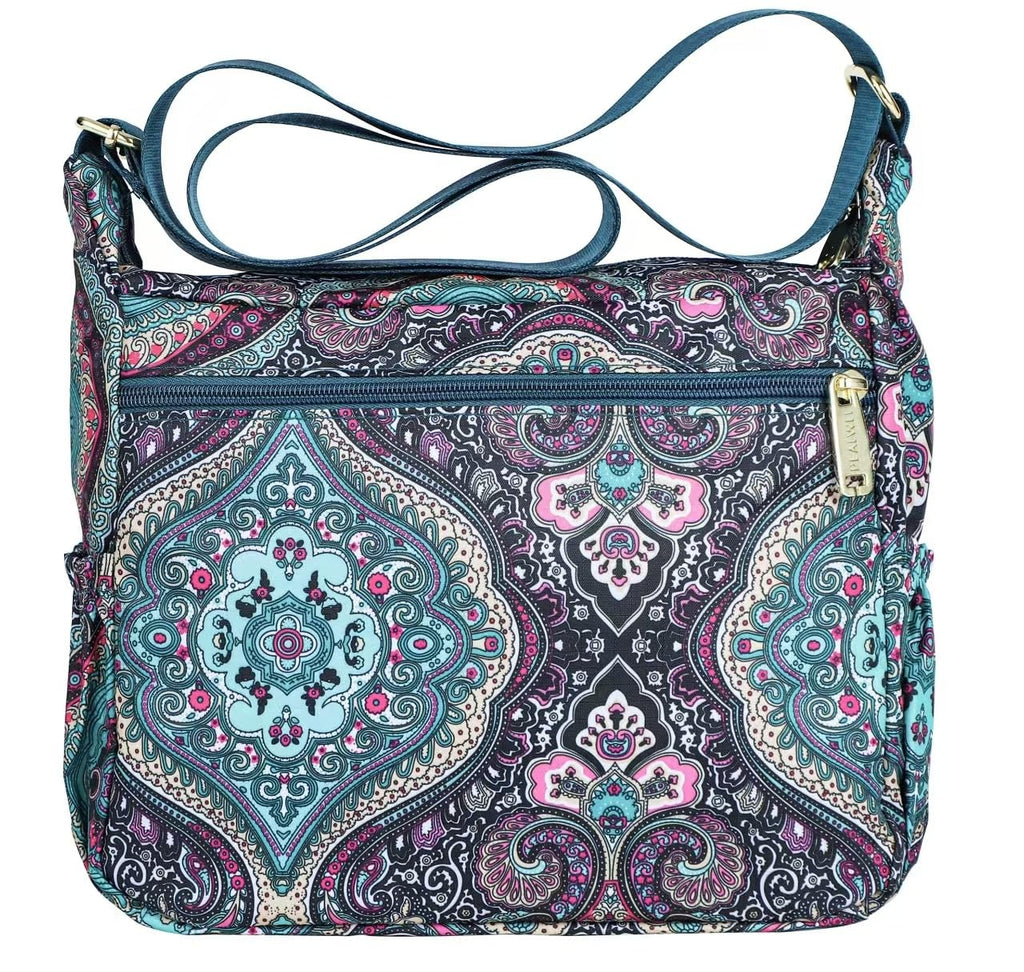 Pealwel Women's Crossbody Handbag, Lightweight Nylon, Black & Blue