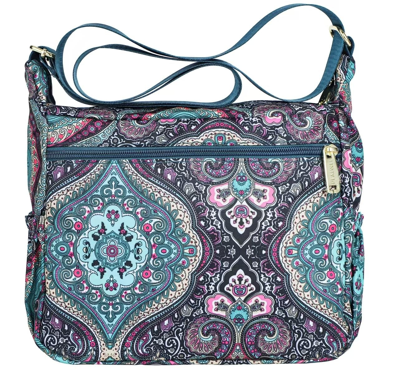 Pealwel Women's Crossbody Handbag, Lightweight Nylon, Black & Blue