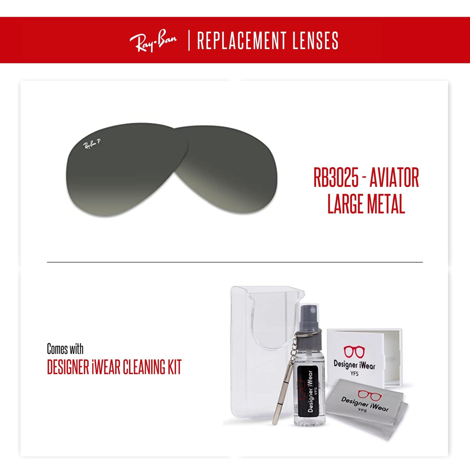Ray-Ban RB3025 58MM Polarized Grey Mirror Silver Lenses + Accessory Kit