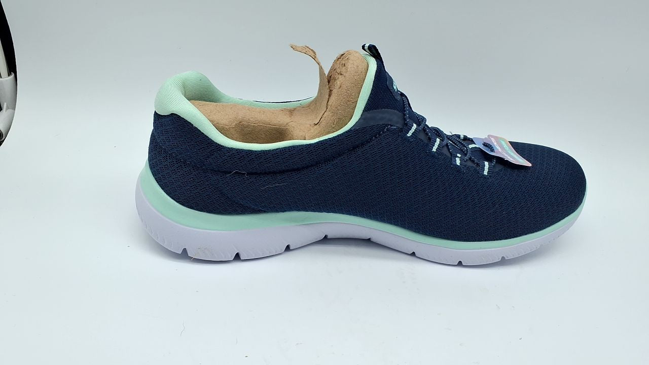 Skechers womens Summits Sneaker, Navy/Aqua, 10 Wide US
