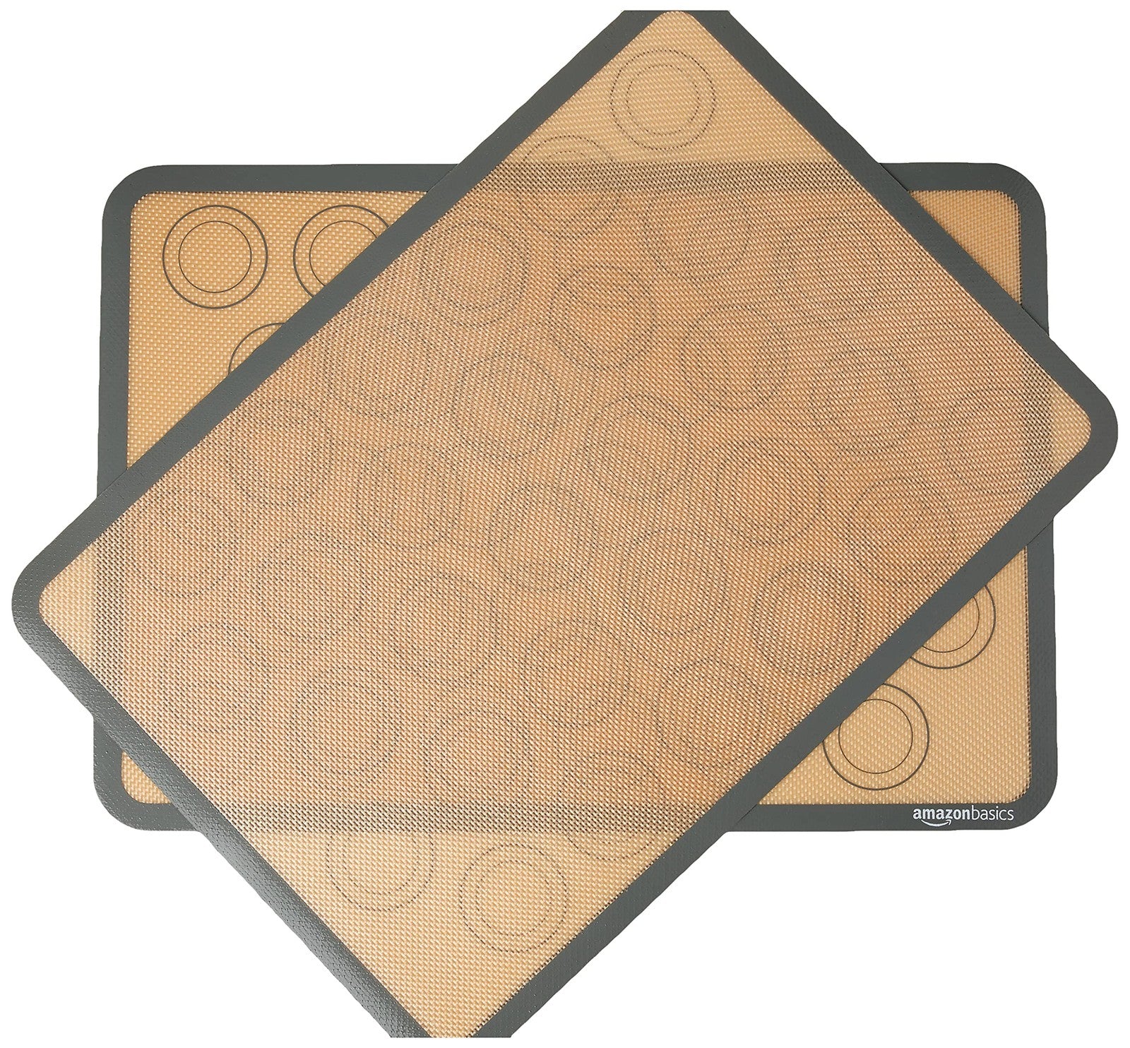 Silicone Baking Mat 2-Pack for Macarons, Non-Stick, 16.5x11.6 in, Beige/Gray