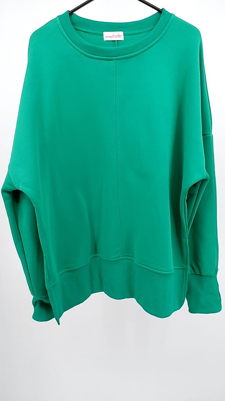 Side Slit Round Neck Long Sleeve Sweatshirt