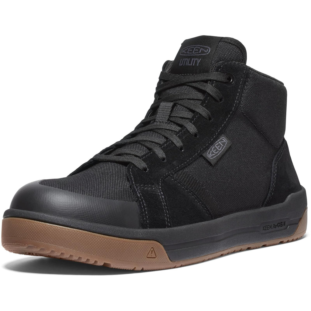 Men's KEEN Kenton Mid Top Sneakers Black/Gum Composite Toe 11.5