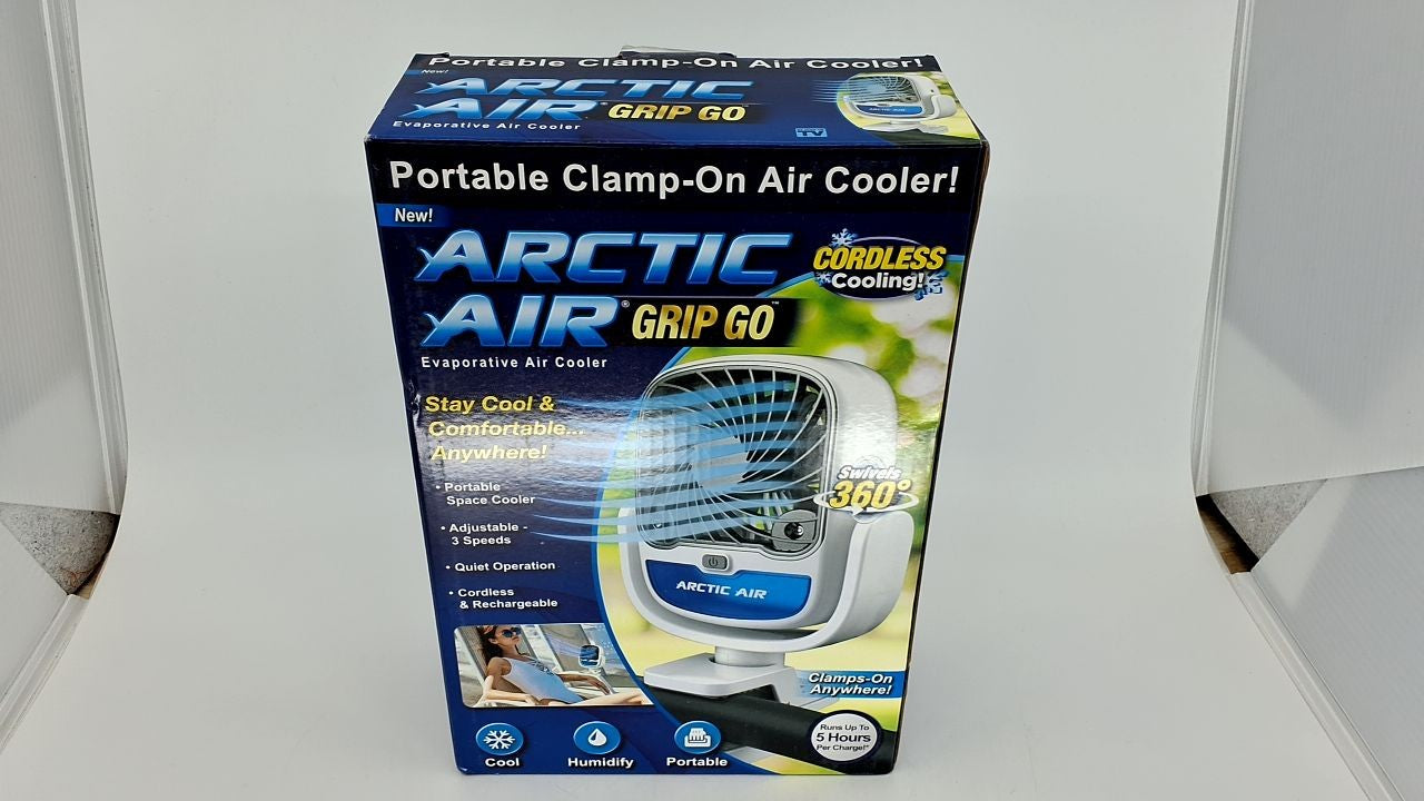 Arctic Air Grip Go Evaporative Cooler, Portable Fan, USB Rechargeable, White