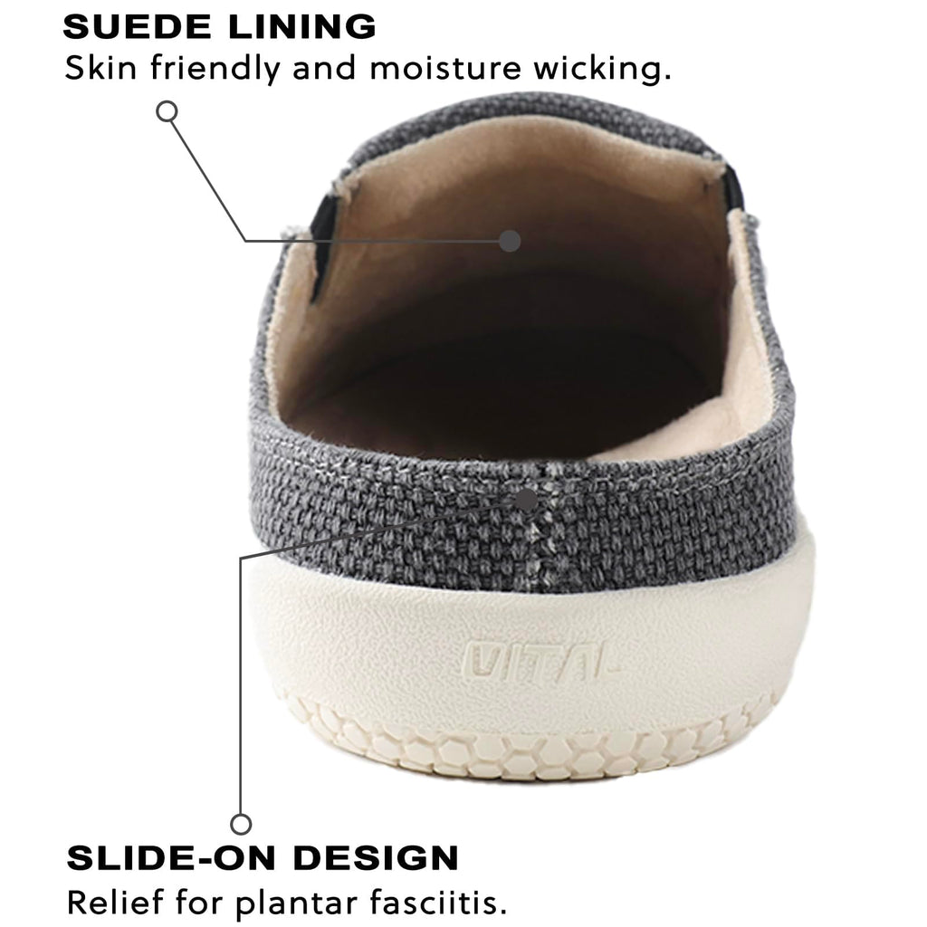 LazyStep Men's Slippers with Arch Support, Canvas Mens Orthopedic Slippers, Slip on Clog, Trevor Indoor Outdoor Non-Slip House Shoes for Men(Charcoal, Size 10) - Image 3