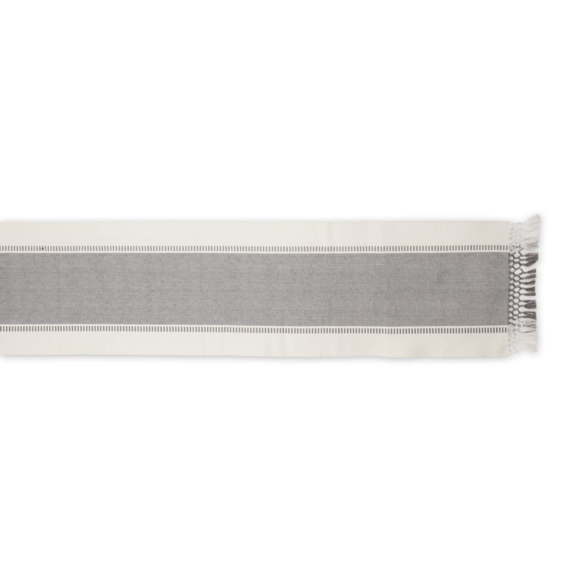 DII Dobby Stripe Woven Table Runner, 13x108 (13x113.5, Fringe Included), Cool Gray - Image 2