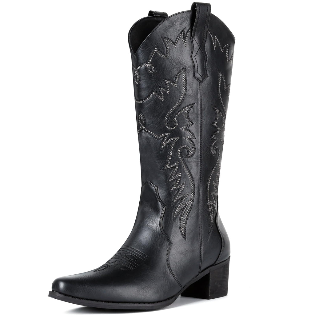 IXU Cowboy Boots Women Pointy Toe Women's Mid Calf Western Cowgirl Boots - Image 5
