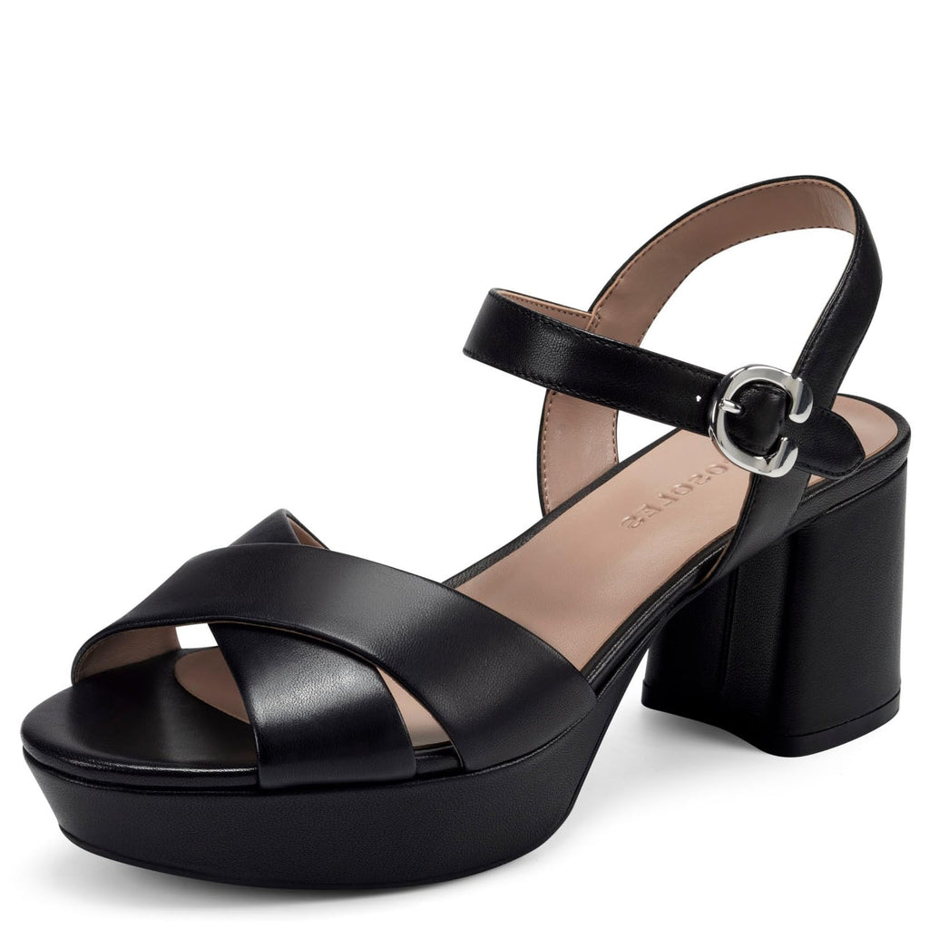 Aerosoles Women's Cosmos Heeled Sandal, Black Leather, 7.5 - Image 1