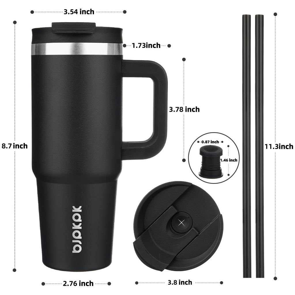 BJPKPK 30oz Stainless Steel Insulated Tumbler With Handle And Lid Straw Travel Coffee Mug Thermal Cup,Black - Image 3