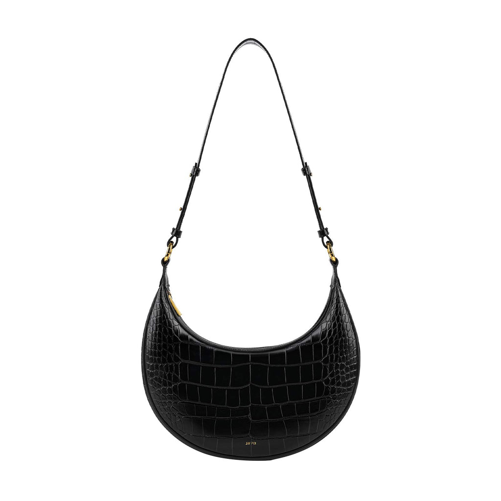 JW PEI Women's Carly Saddle Bag - Bright Black - Medium - Image 1