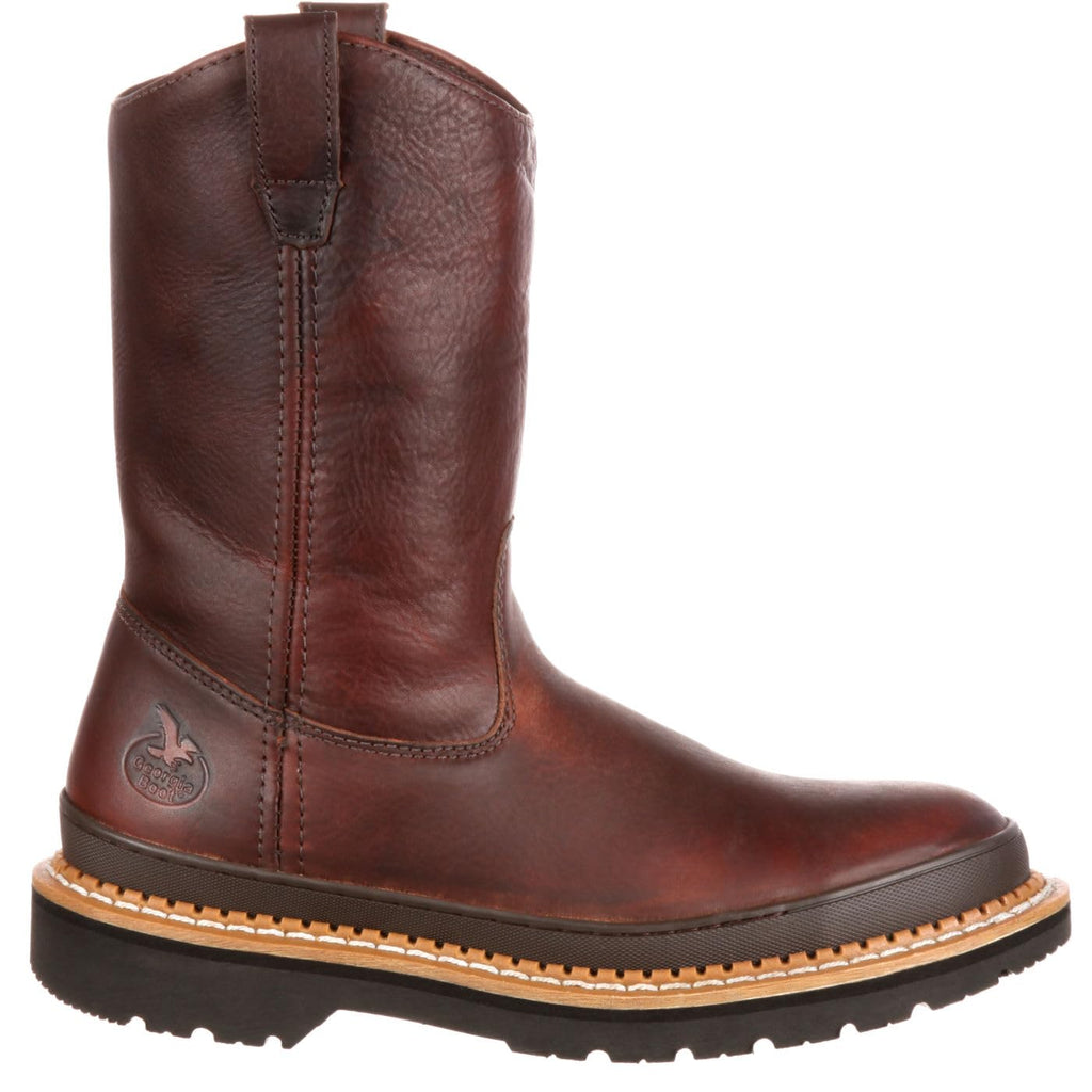 Georgia Giant Steel Toe Pull-On Work Boots, Soggy Brown, Size 9.5(M) - Image 1