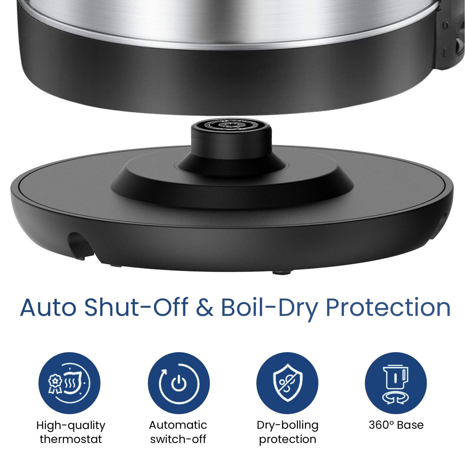 COMFEE' 1.7L Stainless Steel Electric Tea Kettle, BPA-Free Hot Water Kettle Electric with LED Light, Auto Shut-Off and Boil-Dry Protection, 1500W Fast Boil Electric Kettle - Image 4